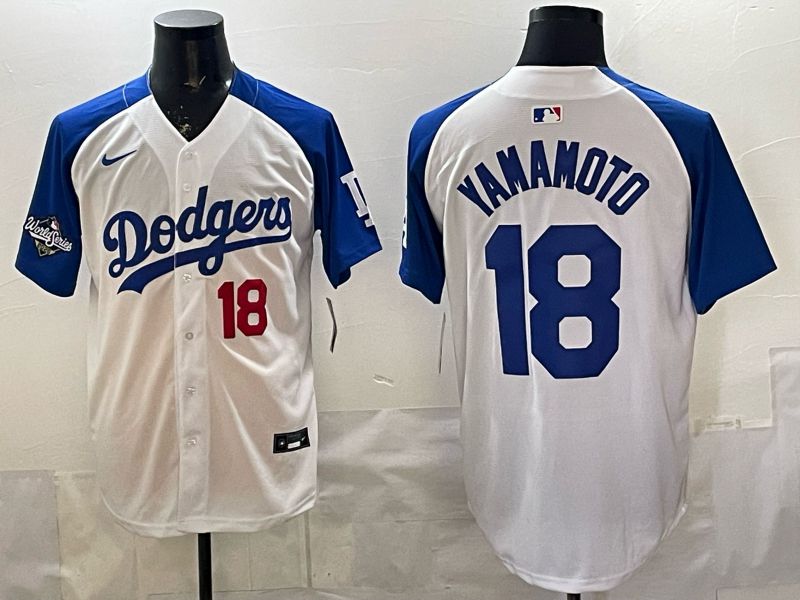 Men Nike 2026 Los Angeles Dodgers #18 Yamamoto White Blue Game MLB Jersey 12084->los angeles dodgers->MLB Jersey
